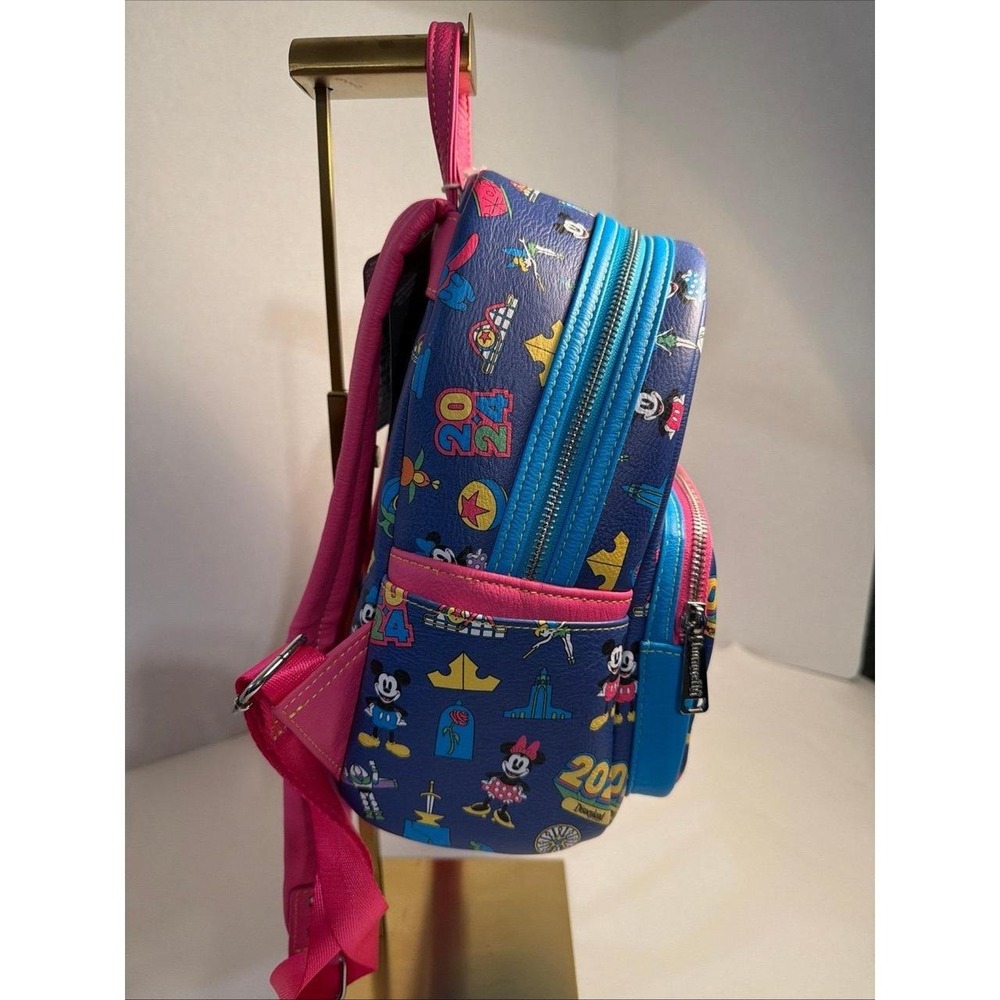 Loungefly 2024 Blue and Pink Mickey Minnie Disney World Design NWT - Picture 4 of 6
